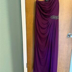 Alex Evenings Purple Asymmetrical One Shoulder Gown